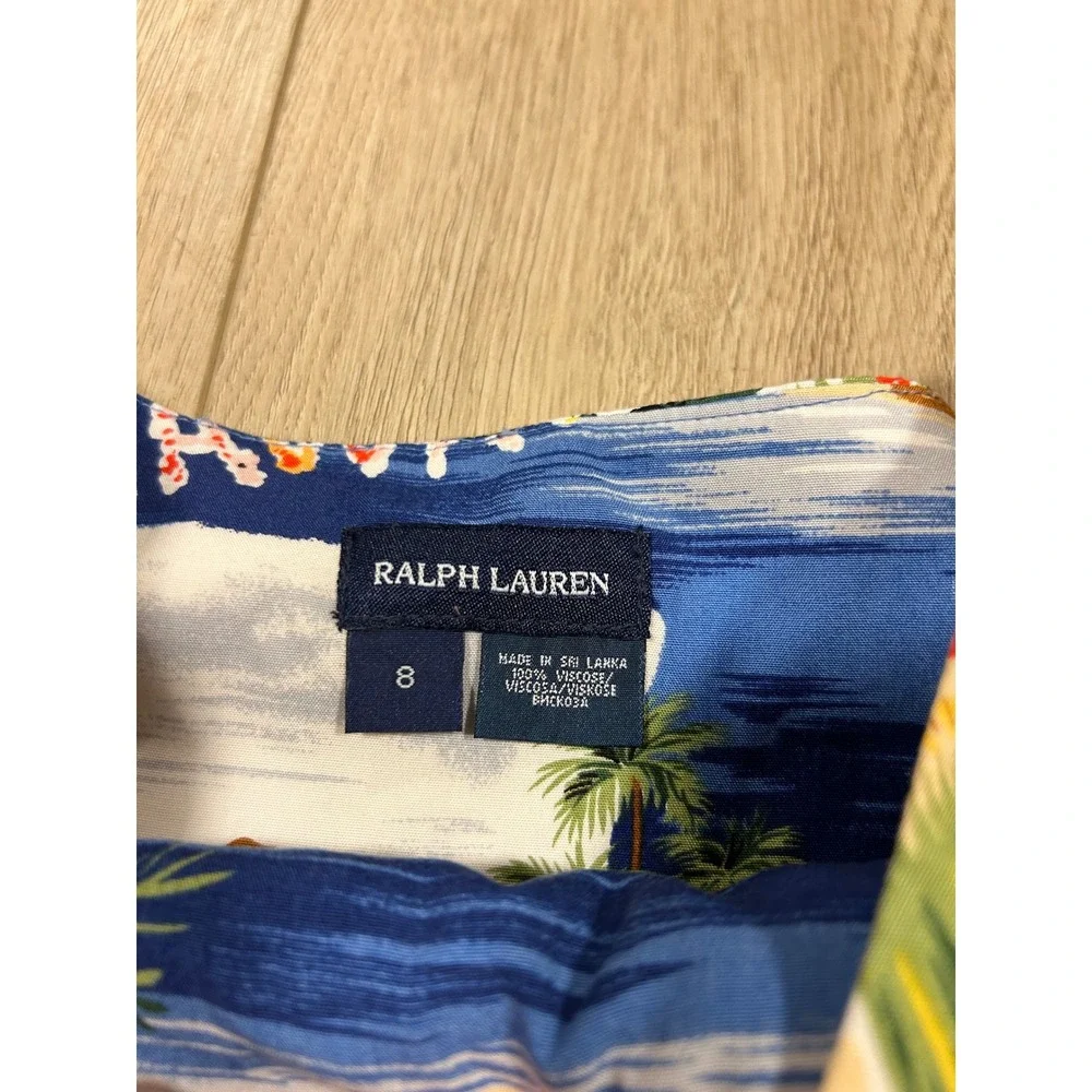 Ralph Lauren Girls Blue Tropical Hawaiian Hula Print Flared Skirt 8 313065763